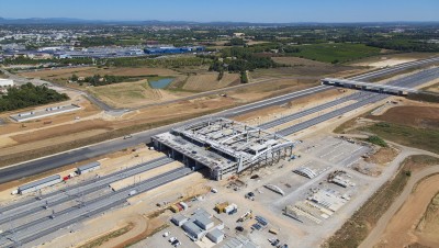 Photographie aérienne de la future gare de Montpellier