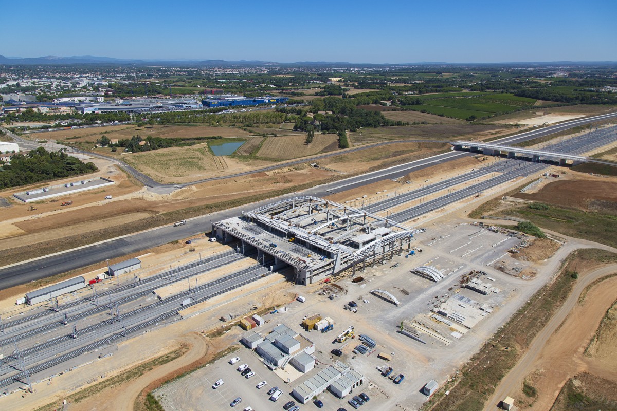 Photographie aérienne de la future gare de Montpellier